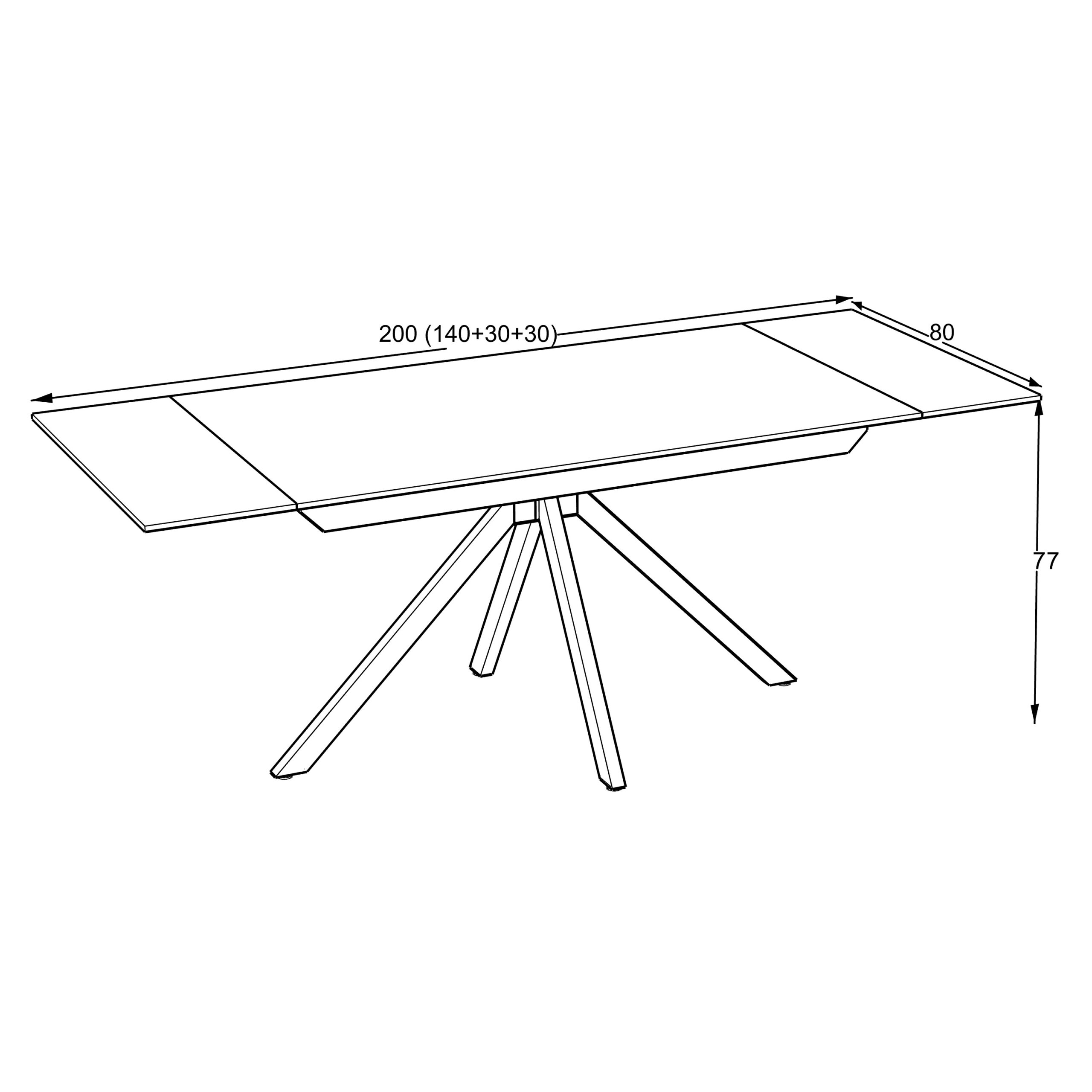 Stačiakampis išskleidžiamas valgomojo stalas Perla 140 / Keramika - Shadow - Vaizdas 4