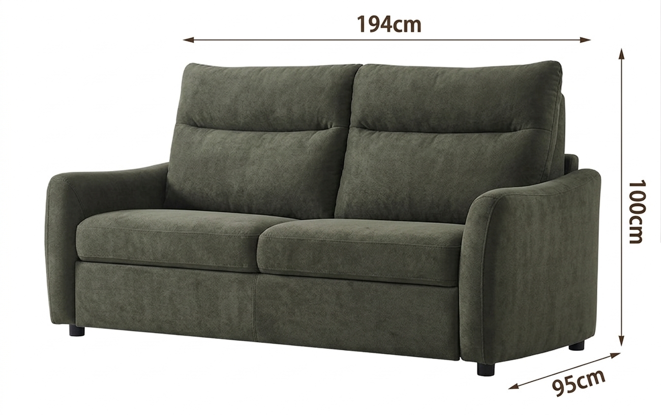 Trivietė sofa su miegamu mechanizmu ARIZONA MILLENIUM-03, Samanų žalia - Vaizdas 7