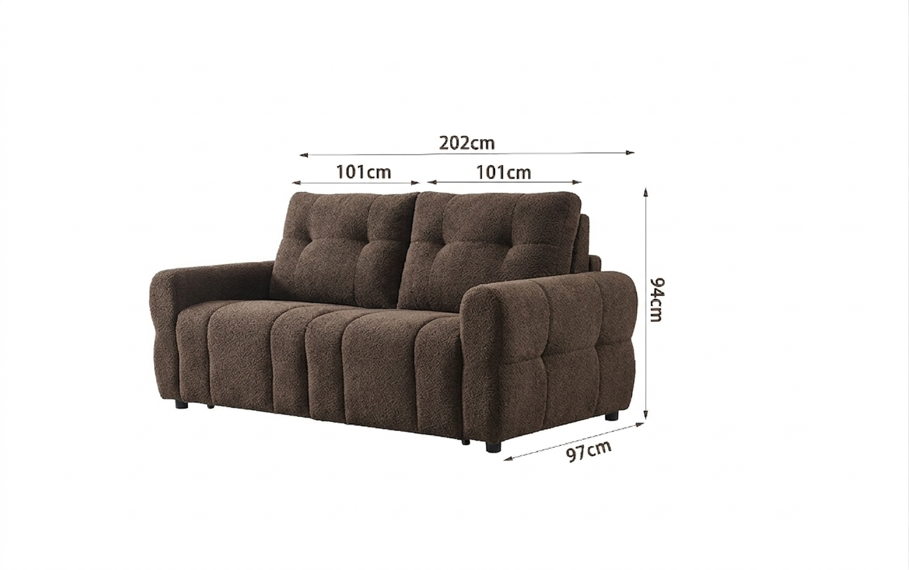 Trivietė sofa su miegamu mechanizmu SOFIA MILLENIUM-04, Ruda - Vaizdas 7