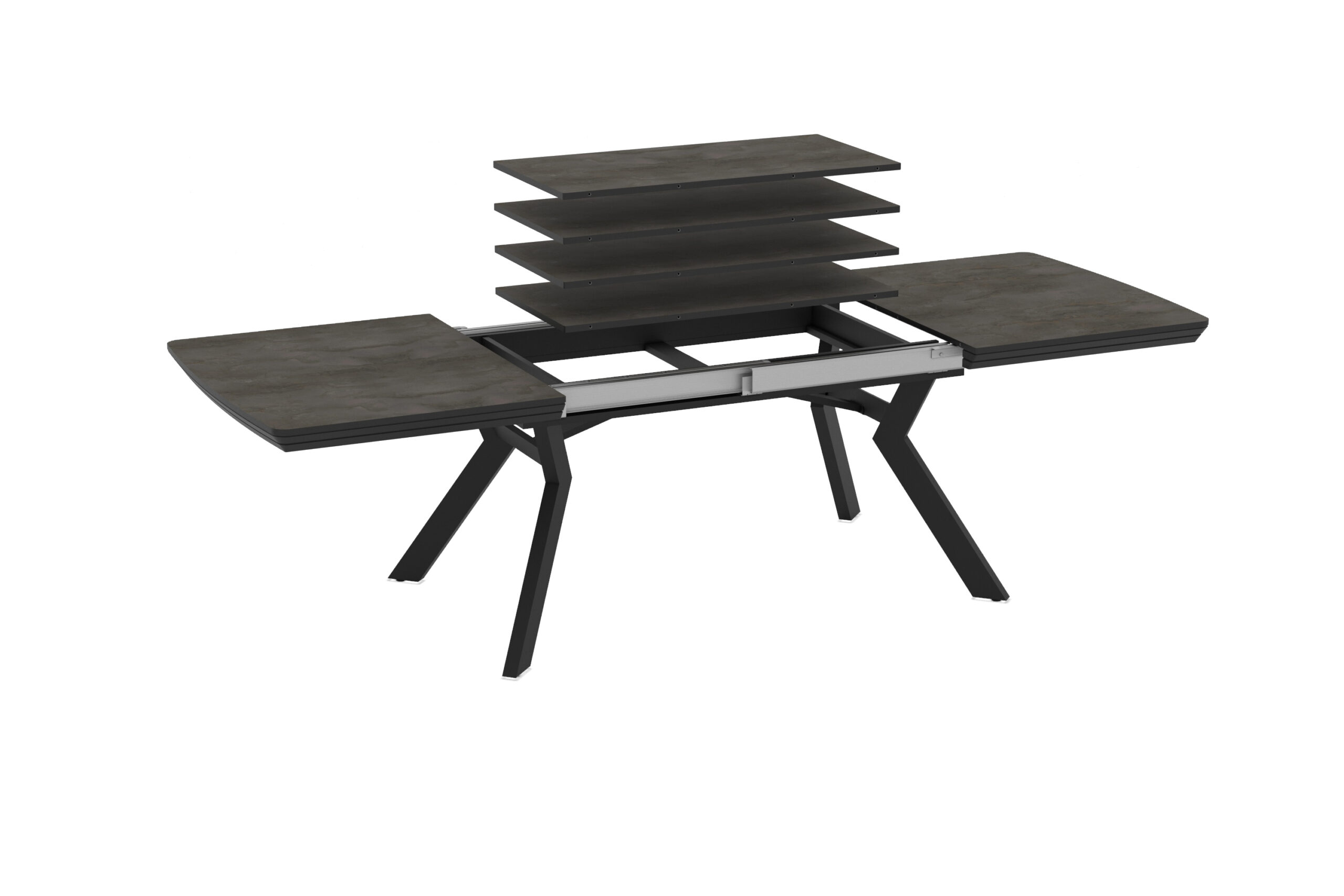Išskleidžiamas valgomojo stalas Robat 160 / Irony Melamine, Pilkas (marmuro raštas) - Vaizdas 3