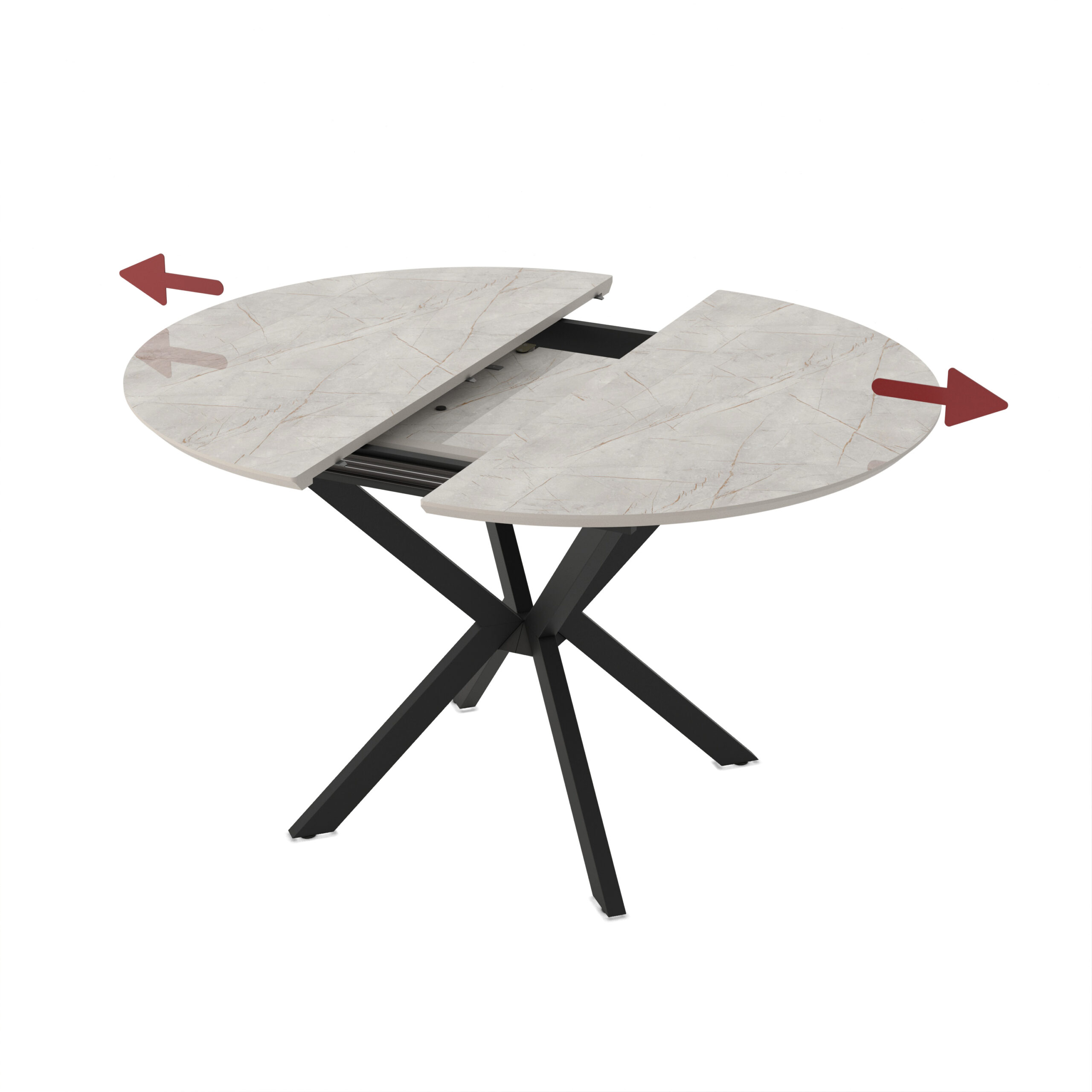 Išskleidžiamas valgomojo stalas Dobok 110 / Lagina High Gloss, Pilkas (marmuro raštas) - Vaizdas 2
