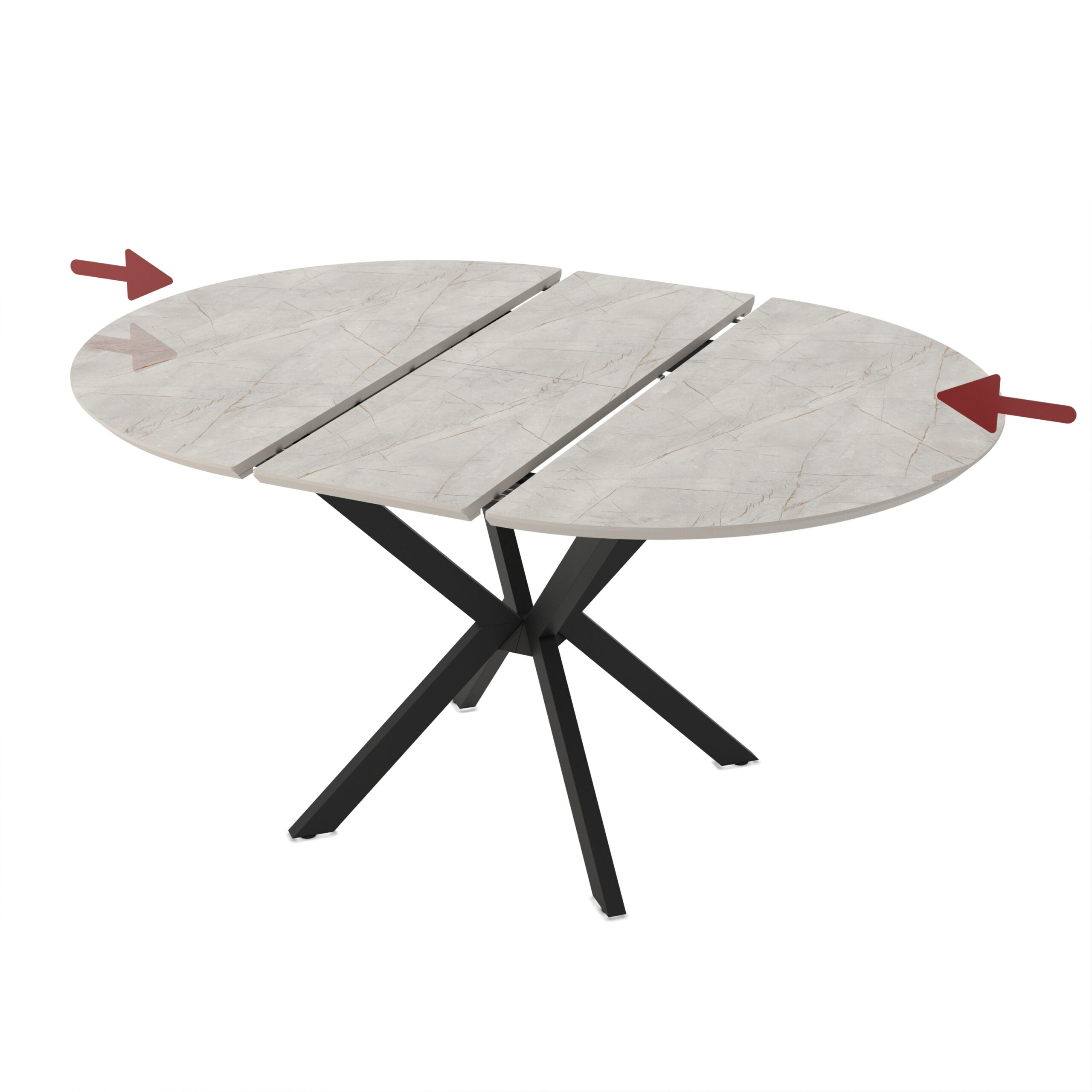 Išskleidžiamas valgomojo stalas Dobok 110 / Lagina High Gloss, Pilkas (marmuro raštas) - Vaizdas 4