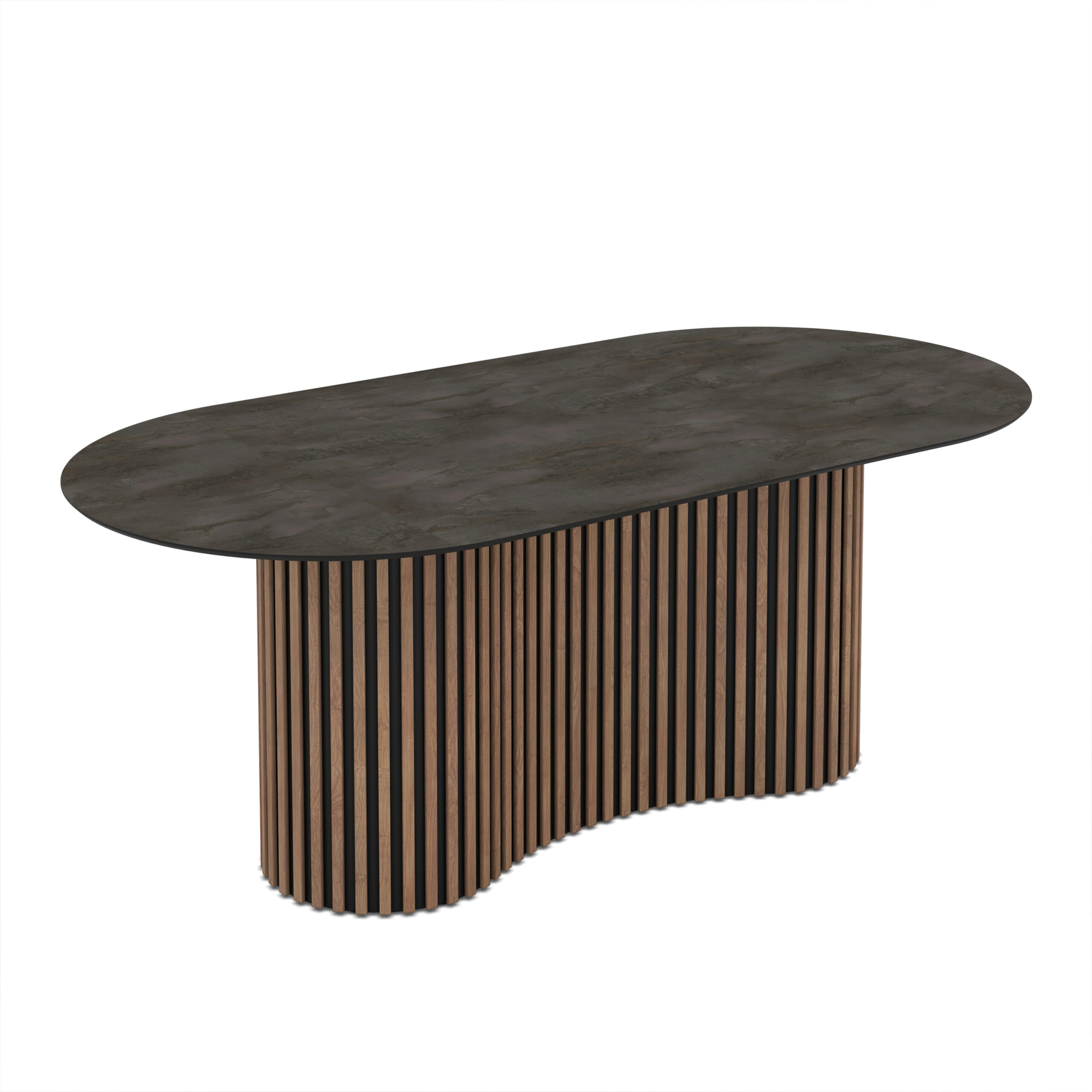 Valgomojo stalas Oscar 200 / Irony Melamine, Tamsiai pilkas (marmuro raštas)