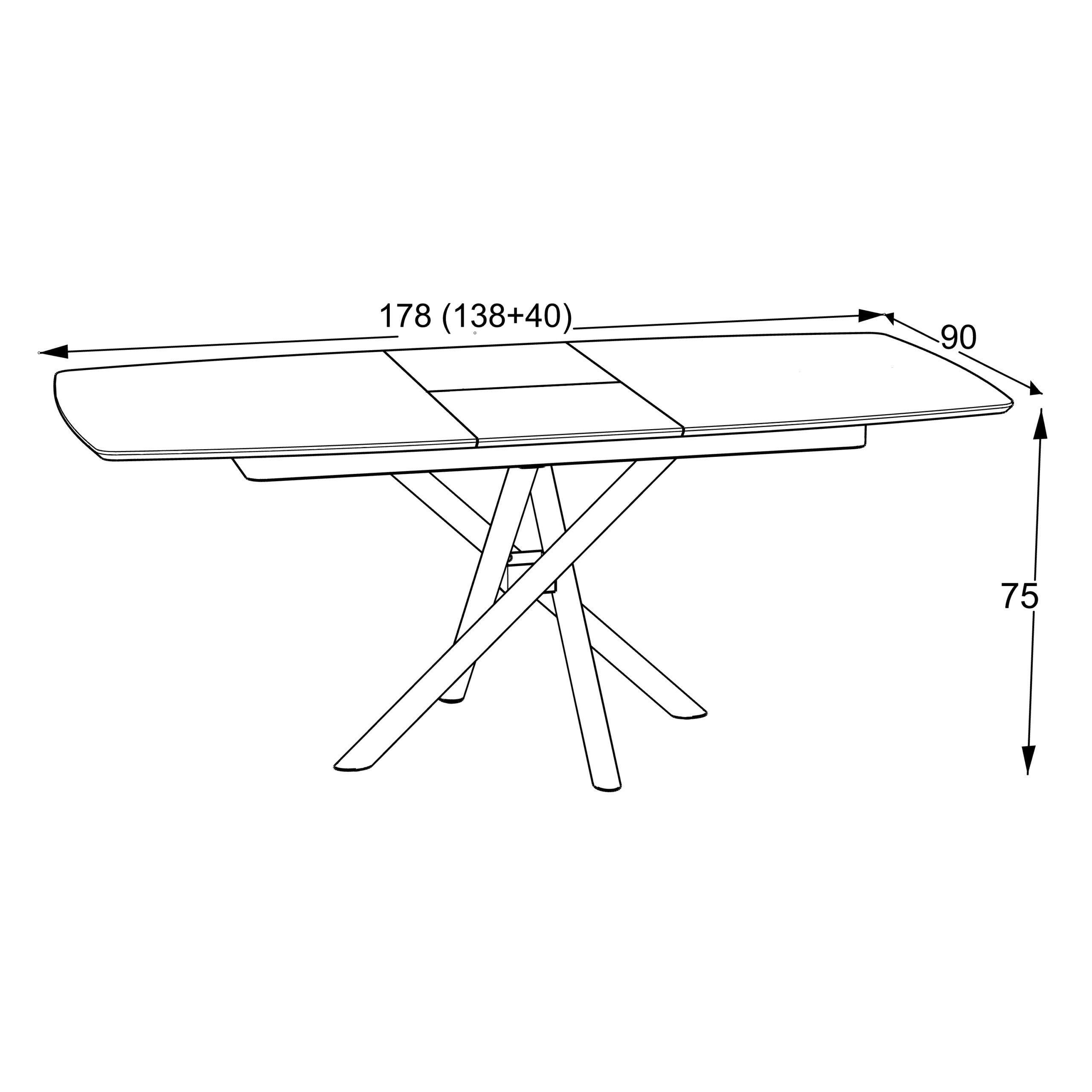 Išskleidžiamas valgomojo stalas Katrin 138 / Irony Melamine, Pilkas (marmuro raštas) - Vaizdas 6