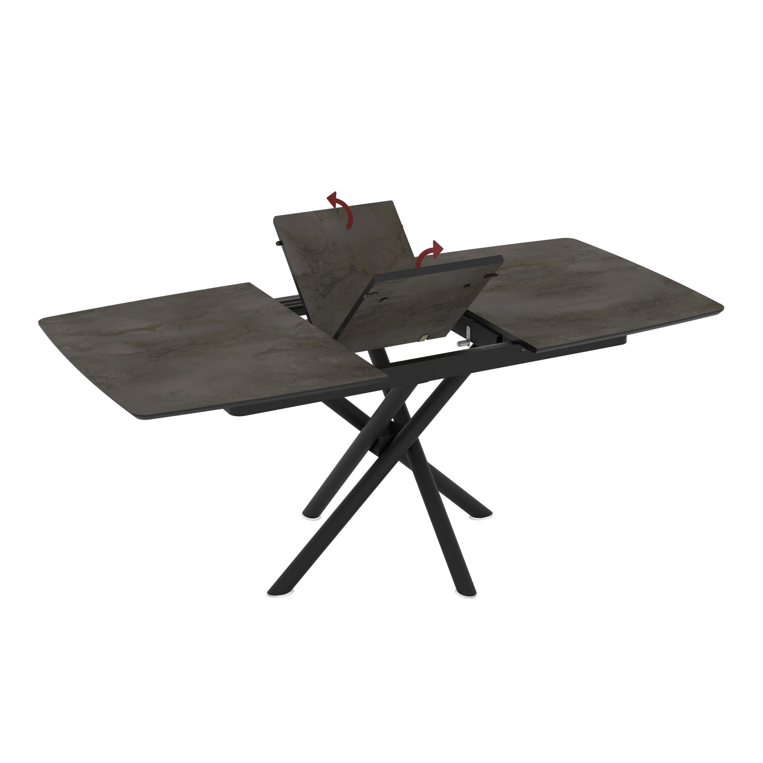 Išskleidžiamas valgomojo stalas Katrin 138 / Irony Melamine, Pilkas (marmuro raštas) - Vaizdas 3