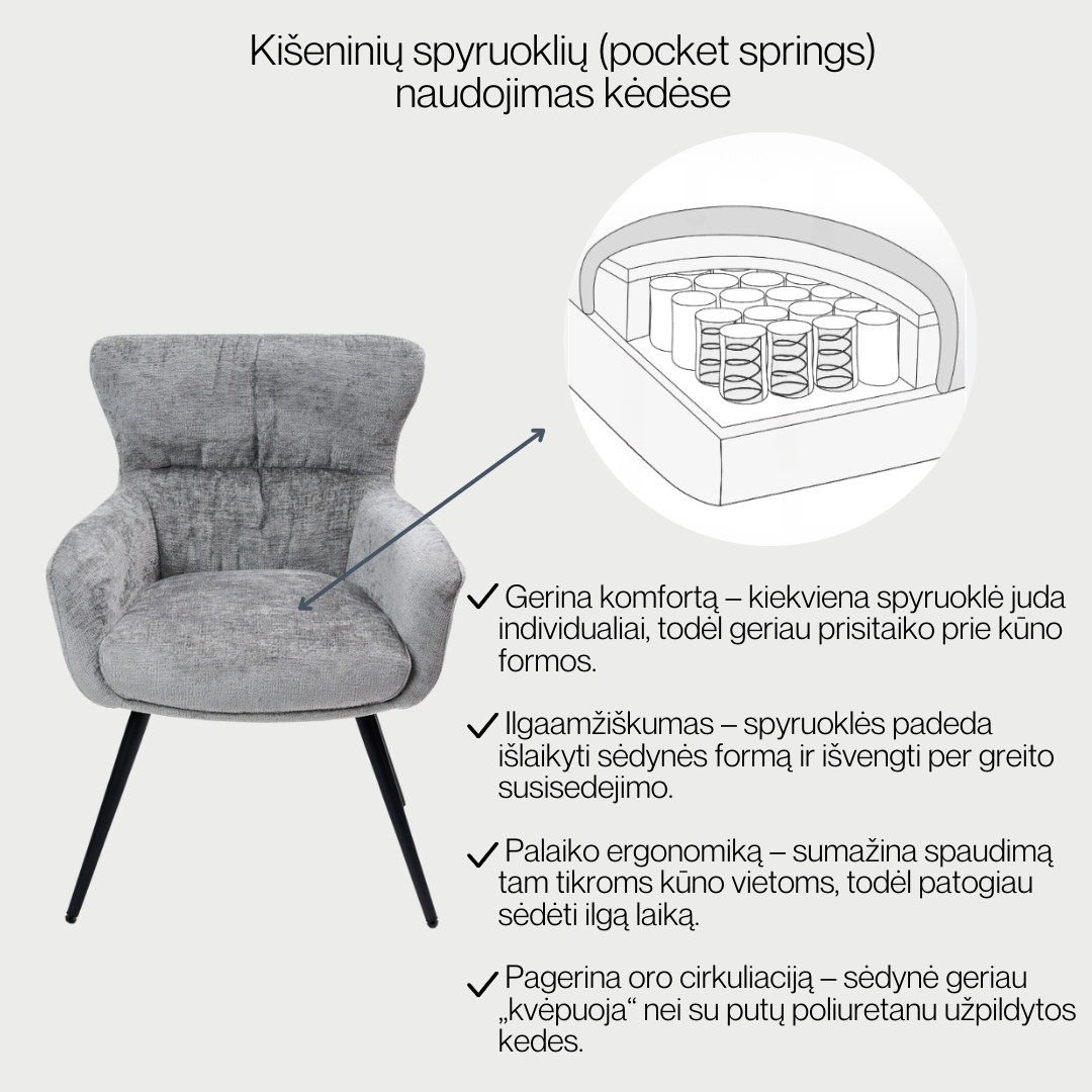 Valgomojo kėdė Kent / Cremonia 24, Ruda (sukama bazė) - Vaizdas 3